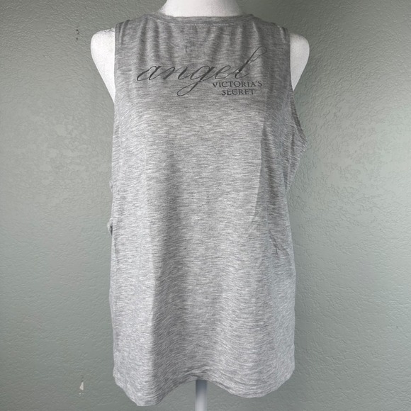 Victoria's Secret Tops - Victorias Secret Angel Tank Top Size S Gray Graphic Racerback Gym Workout Sport